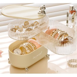 桌面收纳盒轻奢家居生活用品首饰杂物防尘防潮带盖旋转化 妆品收纳
